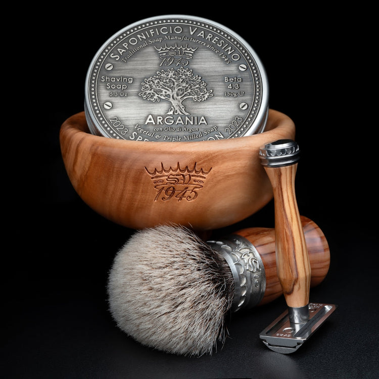 Wood Lathering Bowls and Shave Brushes