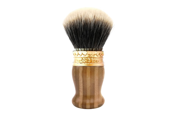 Real Bamboo Wood Shave Brush with Manchurian White Badger