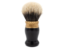 Ebony Wood Shave Brush with Manchurian White Badger