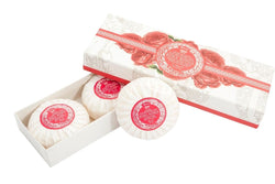 Red Rose Round Soap Plisse Boxed 3-Piece Set.